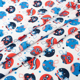 SINGER Patriotic Football Helmets Cotton Fabric by the Yard