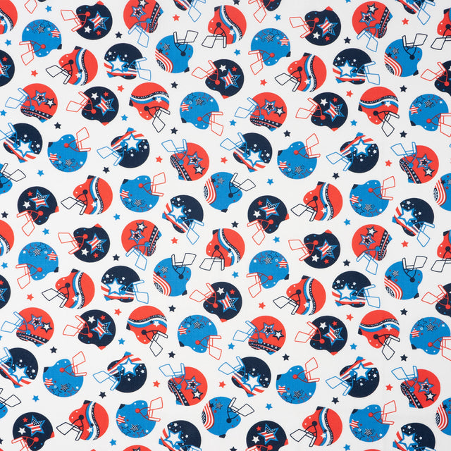 SINGER Patriotic Football Helmets Cotton Fabric by the Yard