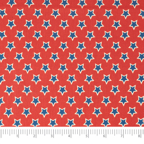 SINGER 100% Cotton True Red & Blue Stars Fabric by the Yard