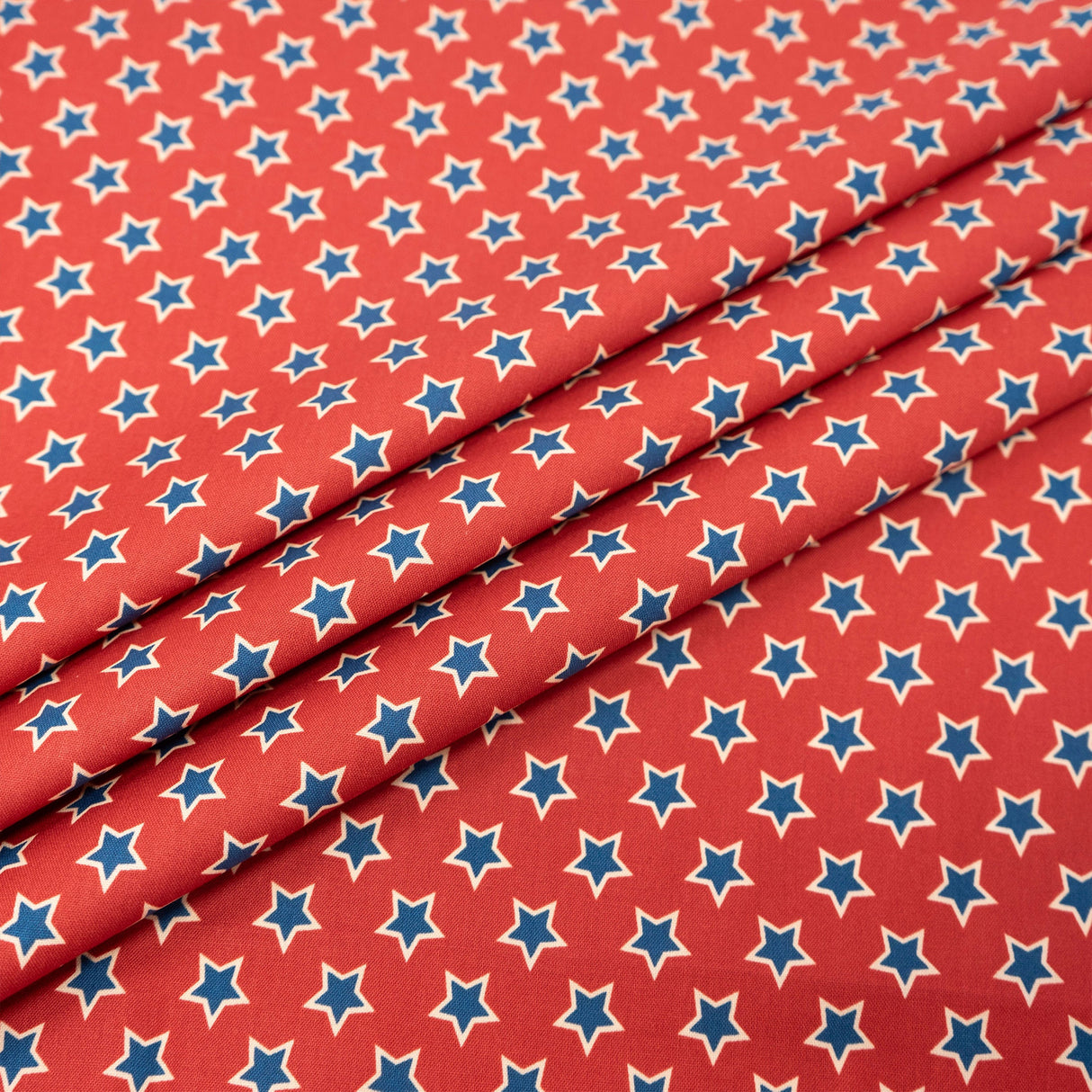 SINGER 100% Cotton True Red & Blue Stars Fabric by the Yard