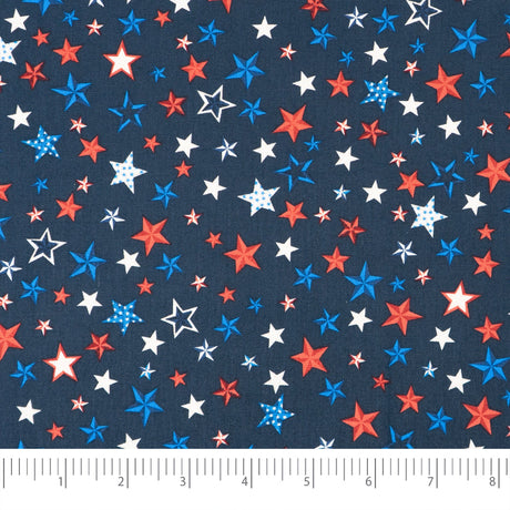 SINGER Patriotic Stars On Navy Cotton Fabric by the Yard