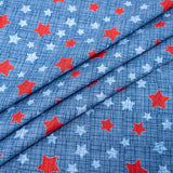 Cotton Fabric Red & Blue Stars On Texture by the Yard