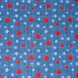 Cotton Fabric Red & Blue Stars On Texture by the Yard
