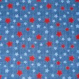 Cotton Fabric Red & Blue Stars On Texture by the Yard