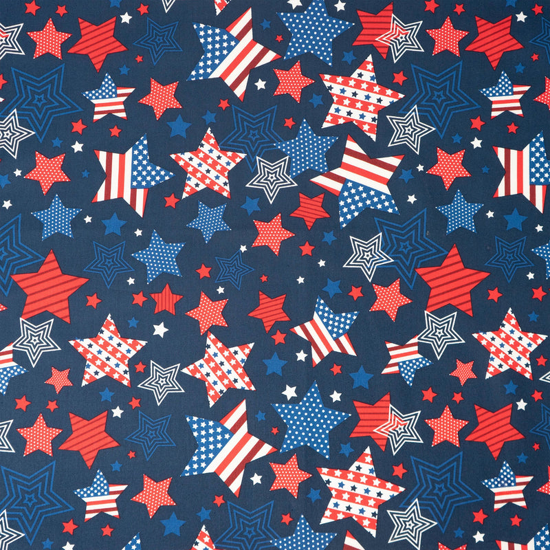 SINGER 100% Cotton Stars Allover On Navy Fabric by the Yard