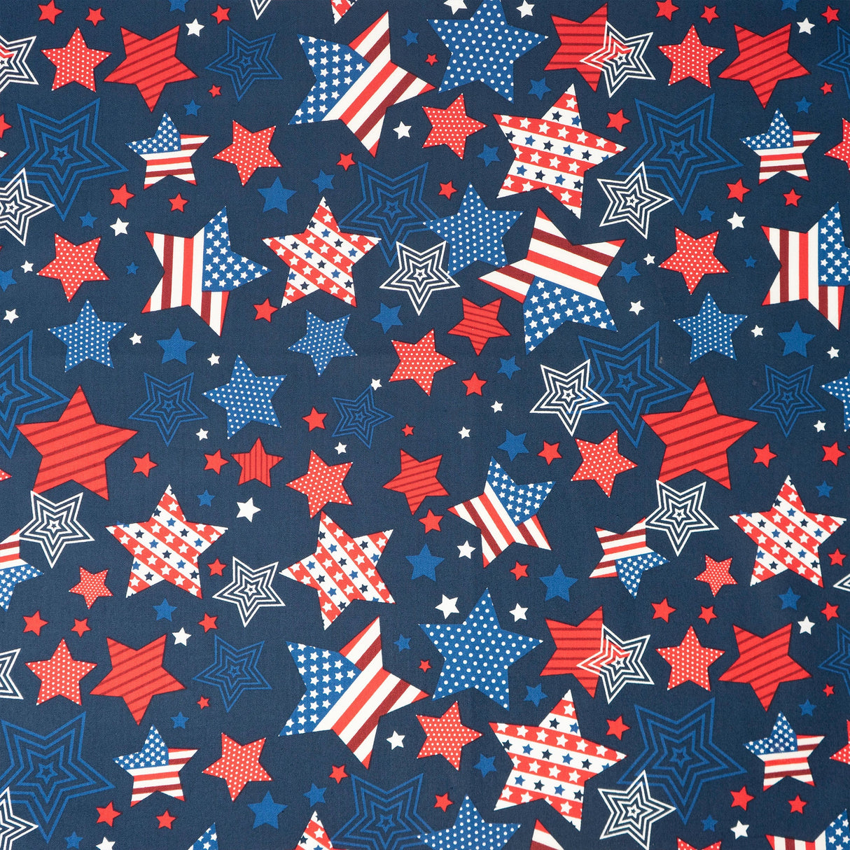 SINGER 100% Cotton Stars Allover On Navy Fabric by the Yard