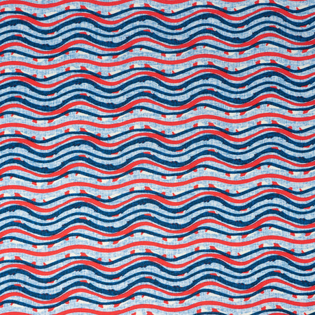 SINGER Americana Wavey Lines 100% Cotton Fabric by the Yard