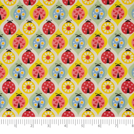 SINGER Colorful Ladybugs 100% Cotton Fabric by the Yard