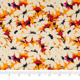 SINGER 100% Cotton White Flowers On Orange Fabric