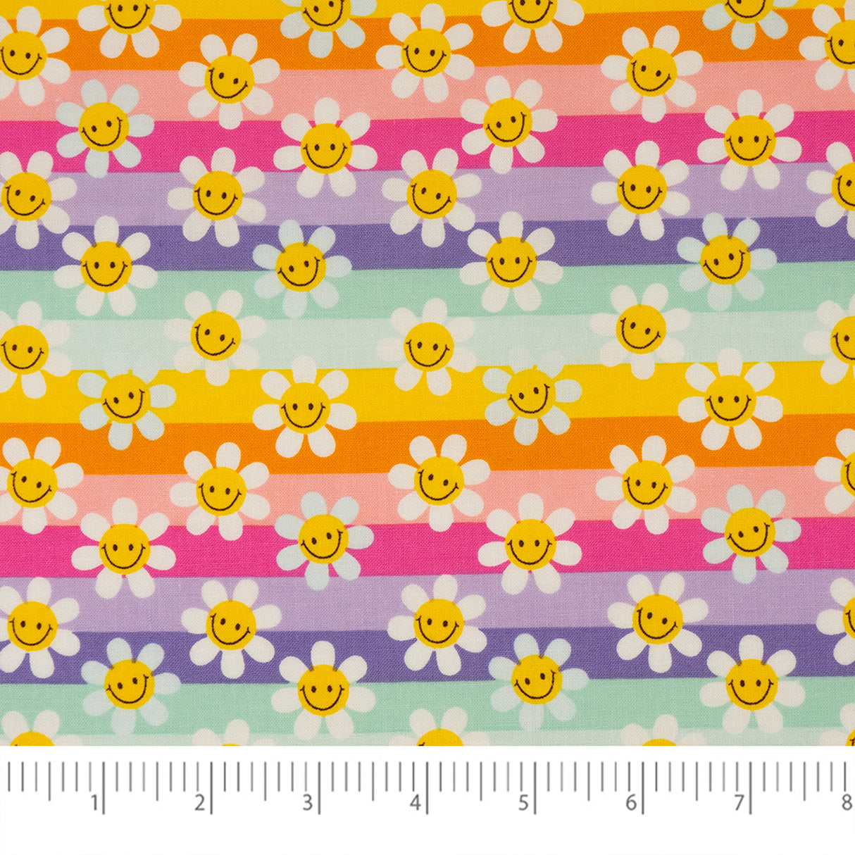 SINGER 100% Cotton Modern Daisy Stripes Fabric by the Yard