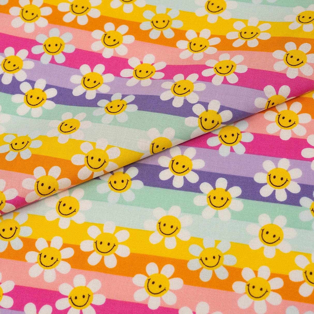 SINGER 100% Cotton Modern Daisy Stripes Fabric by the Yard