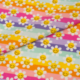 SINGER 100% Cotton Modern Daisy Stripes Fabric by the Yard