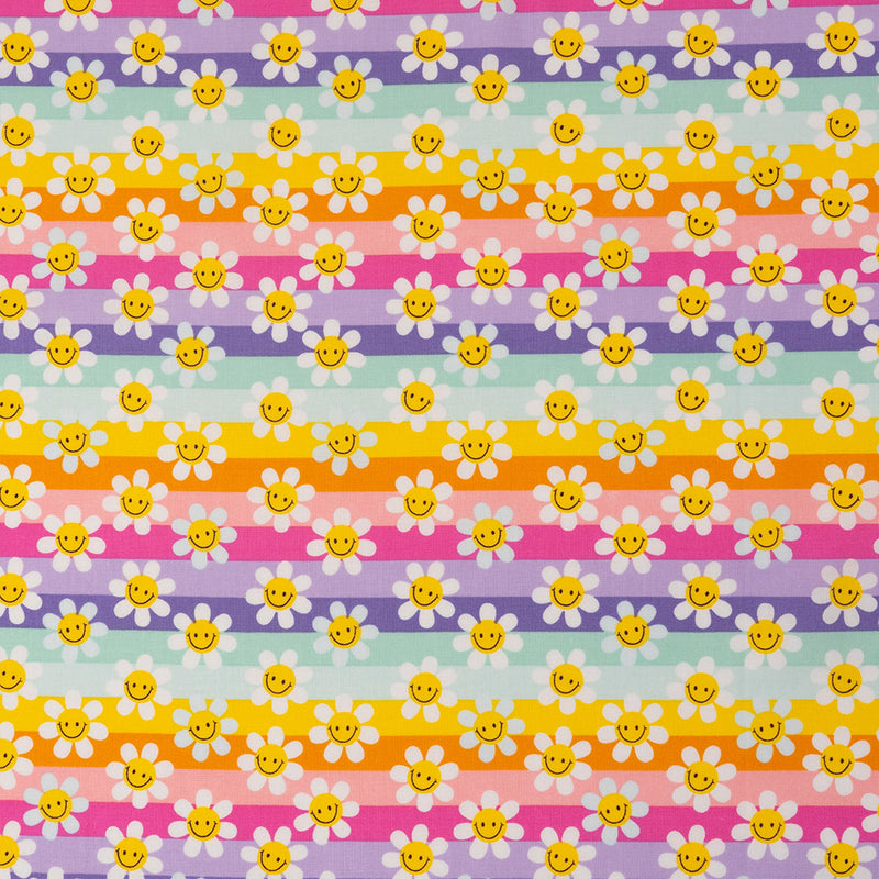 SINGER 100% Cotton Modern Daisy Stripes Fabric by the Yard