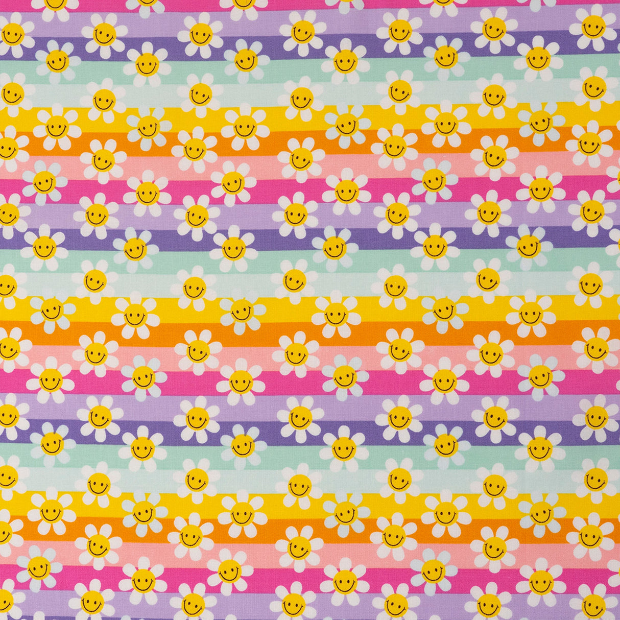 SINGER 100% Cotton Modern Daisy Stripes Fabric by the Yard