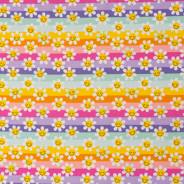SINGER 100% Cotton Modern Daisy Stripes Fabric by the Yard