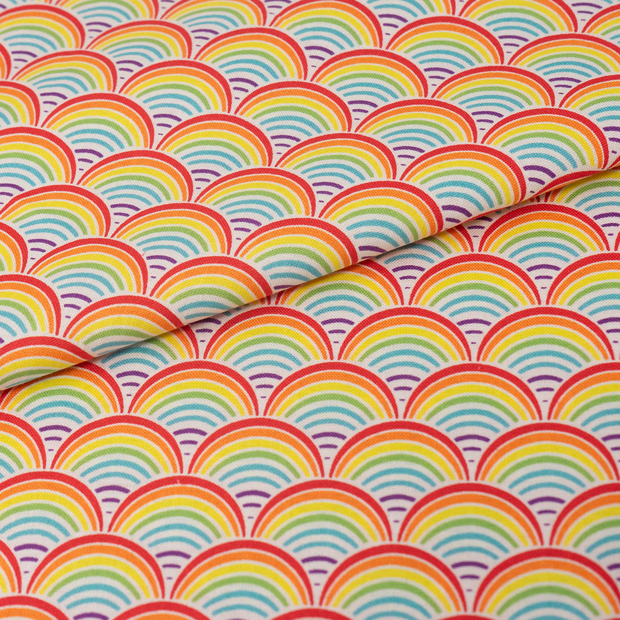 SINGER 100% Cotton Rainbow Geo Scallops Fabric by the Yard