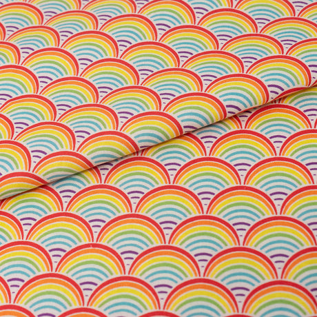 SINGER 100% Cotton Rainbow Geo Scallops Fabric by the Yard