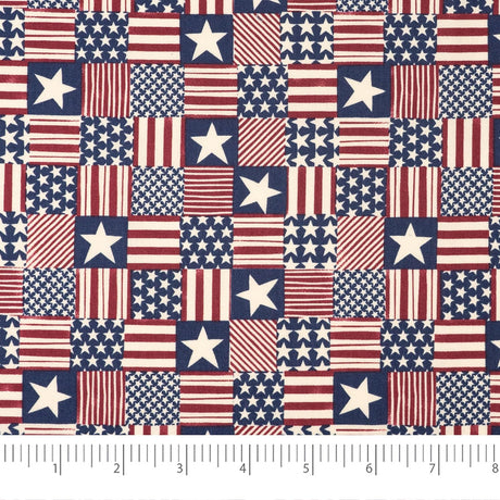 SINGER 100% Cotton Patch Stars Stripes Fabric by the Yard