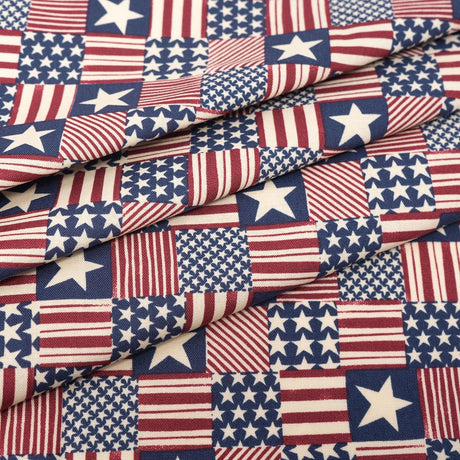 SINGER 100% Cotton Patch Stars Stripes Fabric by the Yard