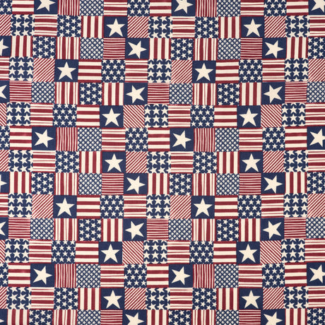 SINGER 100% Cotton Patch Stars Stripes Fabric by the Yard