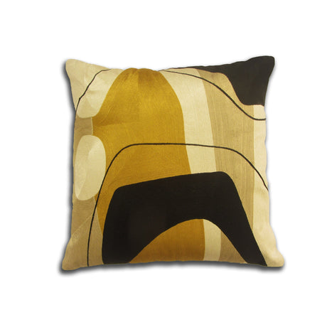 Makymo Velvet Pillow Fabric - Black, Bronze, Beige, Ivory, Mustard Holographic Geometric Embroidery, 20" X 20" (1 Piece)
