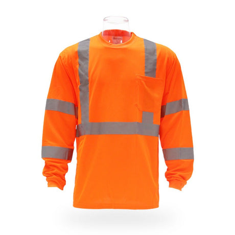 High Visibility Long Sleeve Safety T-Shirt 10 Pack - 2” wide - 100% Polyester