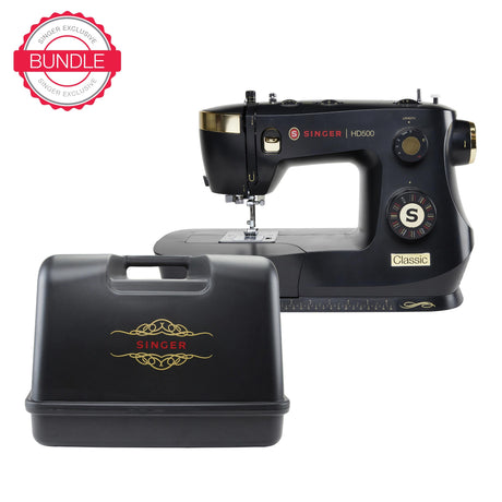 SINGER HD500 Classic Black Sewing Machine - Black, Vintage Inspired Design, Hard Carrying Case Bundle (1 Unit)