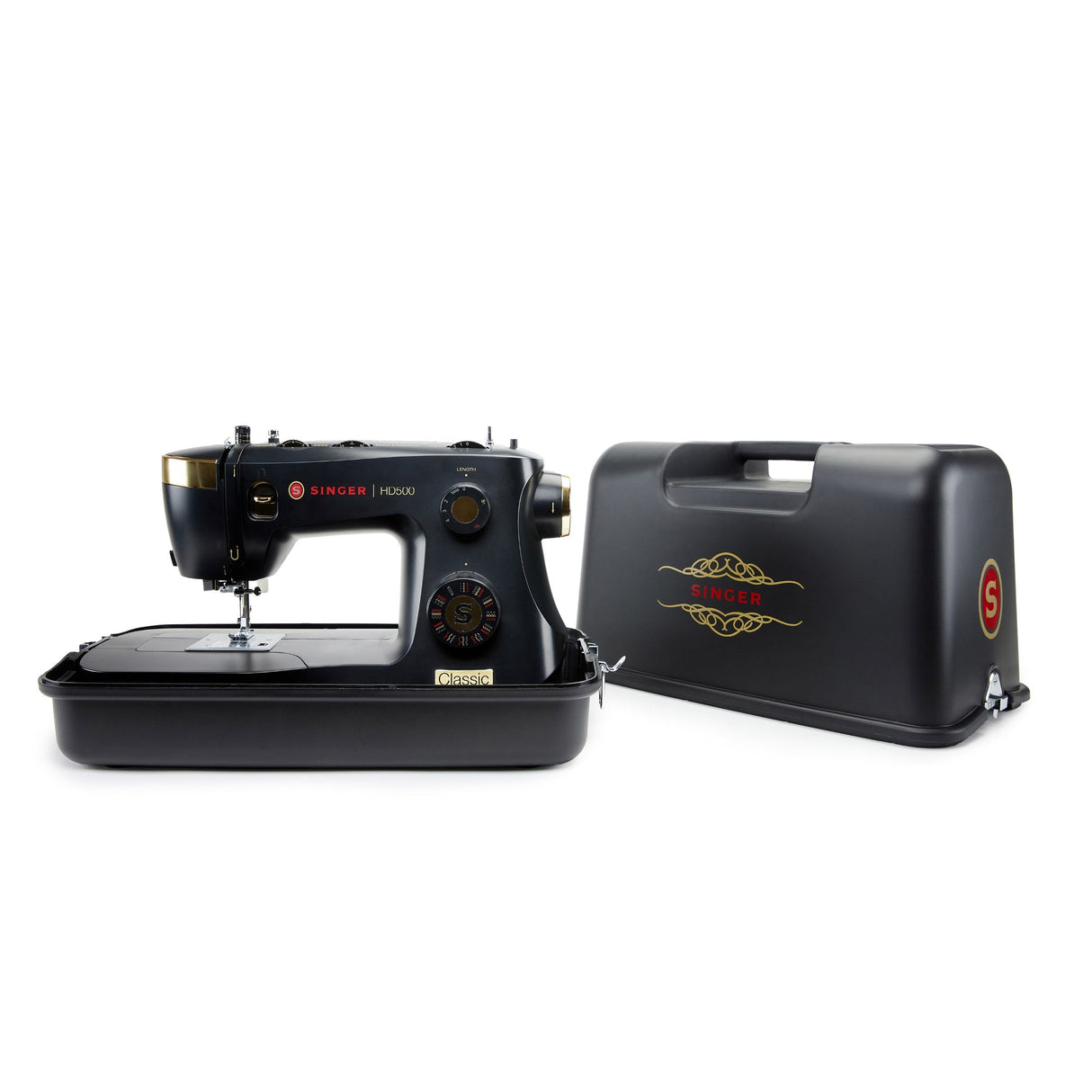 SINGER HD500 Classic Black Sewing Machine - Black, Vintage Inspired Design, Hard Carrying Case Bundle (1 Unit)