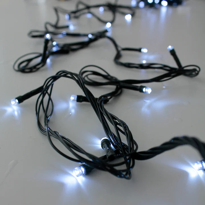 100 LED Green Wire String Light with Connector Waterproof – White