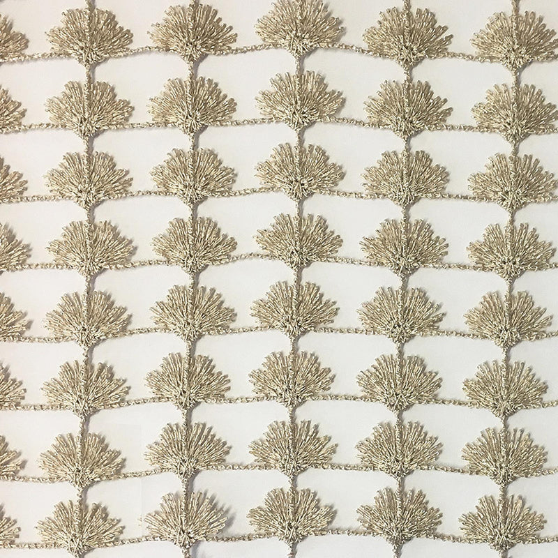Shea Floral Metallic Sheer Fabric - Beige, Ivory, Taupe, White, 110" Width (1 Yard)
