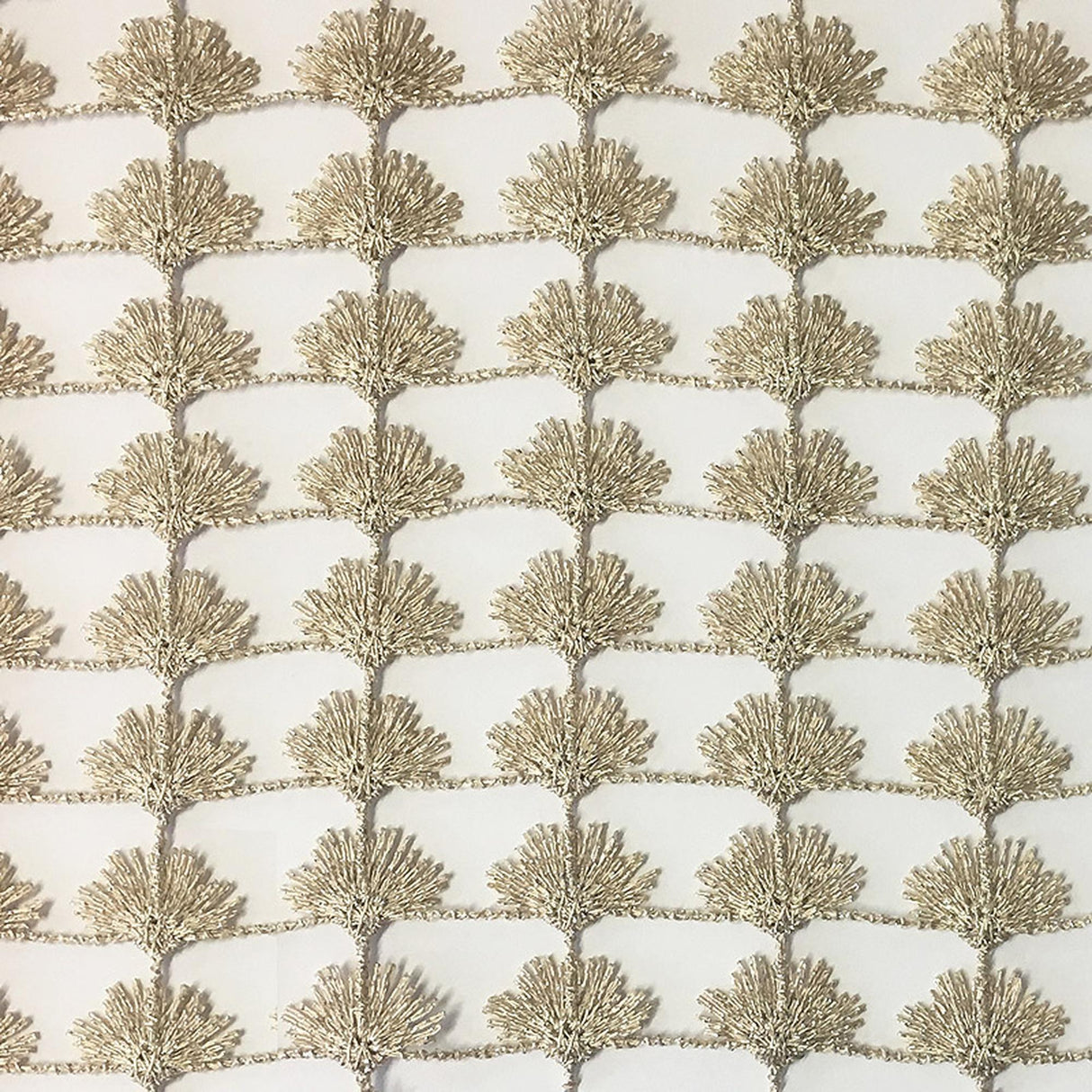 Shea Floral Metallic Sheer Fabric - Beige, Ivory, Taupe, White, 110" Width (1 Yard)