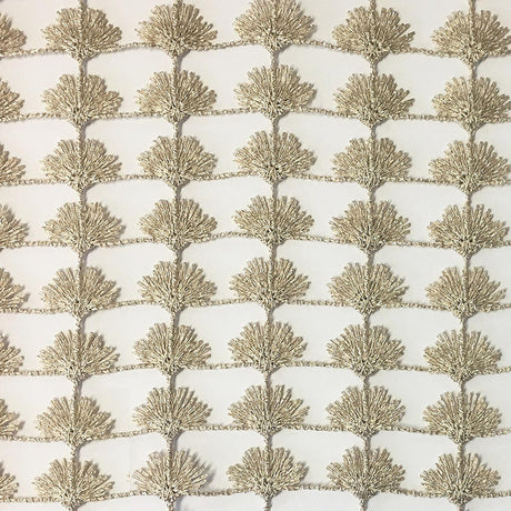 Shea Floral Metallic Sheer Fabric - Beige, Ivory, Taupe, White, 110" Width (1 Yard)
