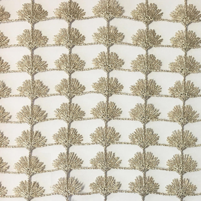 Shea Floral Metallic Sheer Fabric - Beige, Ivory, Taupe, White, 110" Width (1 Yard)