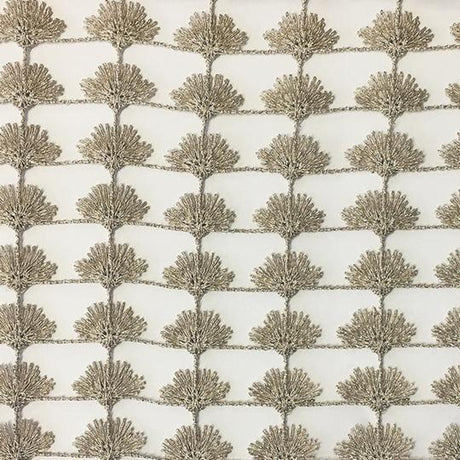 Shea Floral Metallic Sheer Fabric - Beige, Ivory, Taupe, White, 110" Width (1 Yard)