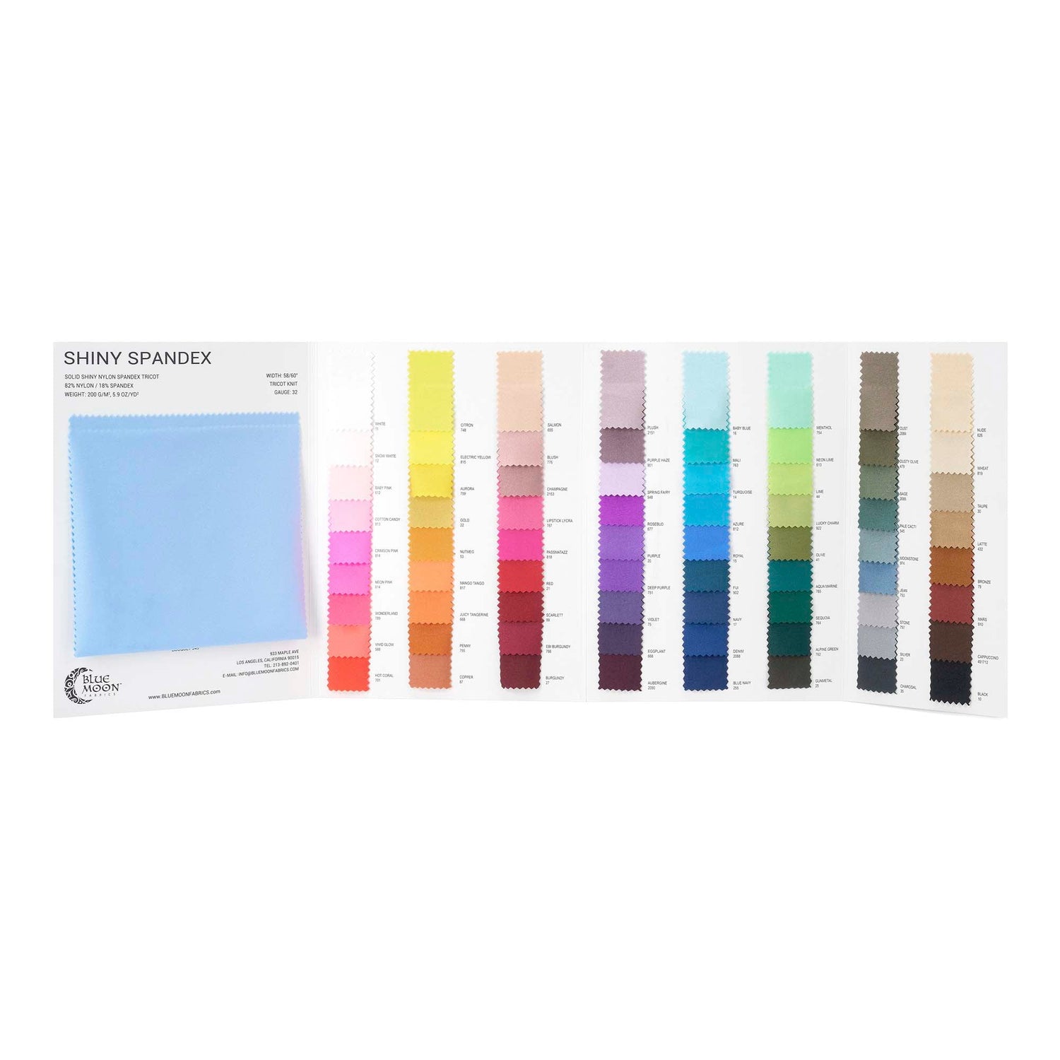 Shiny Nylon Spandex Color Card