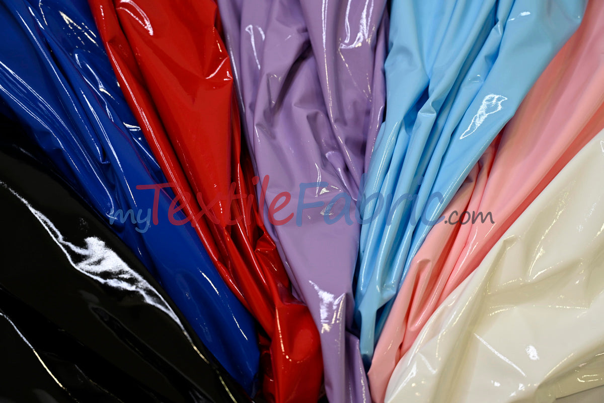 Shiny Stretch Patent Vinyl Fabric - 94% Polyester, 6% Spandex, Glossy Finish, 55" Width (1 Yard)