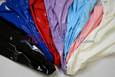 Shiny Stretch Patent Vinyl Fabric - 94% Polyester, 6% Spandex, Glossy Finish, 55" Width (1 Yard)