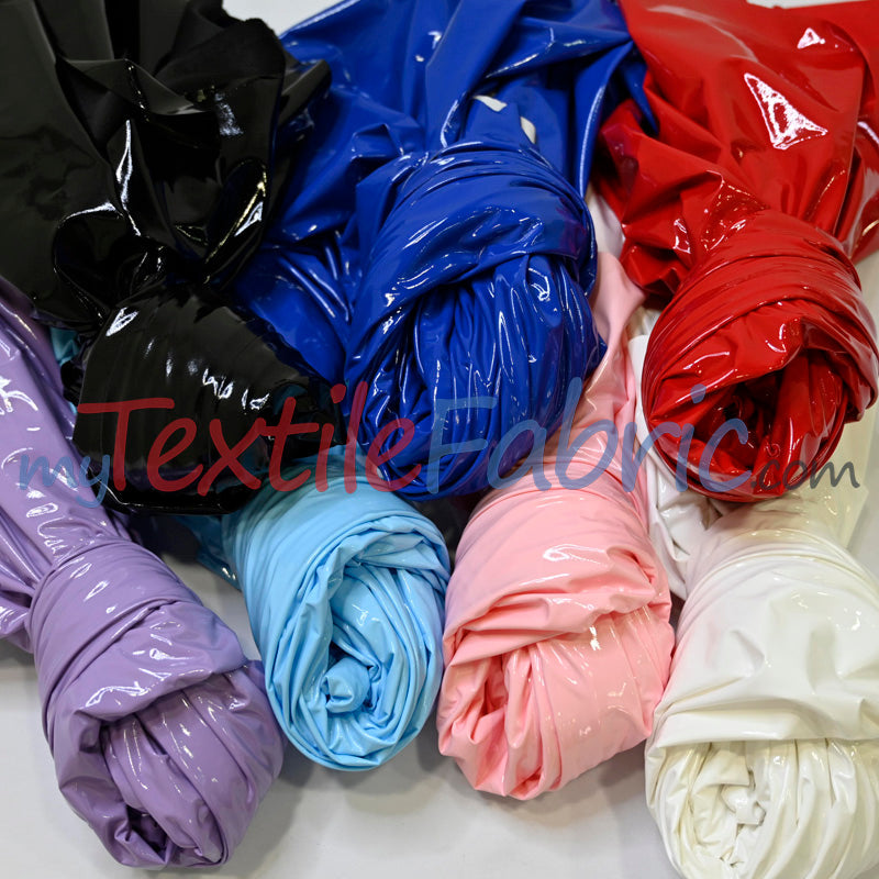 Shiny Stretch Patent Vinyl Fabric - 94% Polyester, 6% Spandex, Glossy Finish, 55" Width (1 Yard)