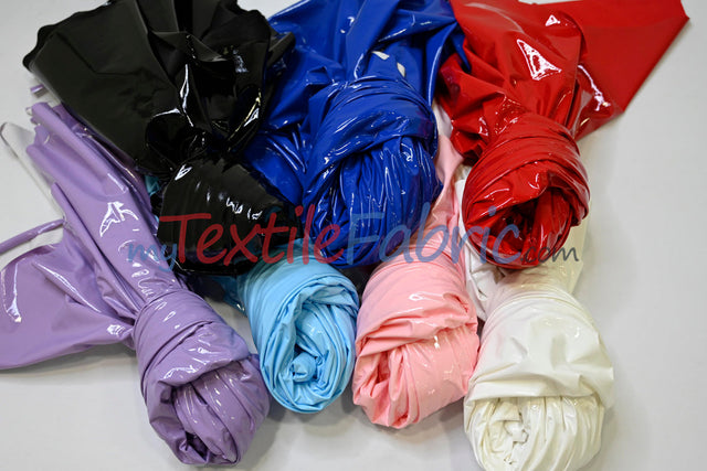 Shiny Stretch Patent Vinyl Fabric - 94% Polyester, 6% Spandex, Glossy Finish, 55" Width (1 Yard)