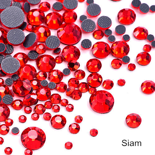 Small Bag Hot Fix Rhinestones - Red Hot Fix Rhinestones Fabric - Red, Loose Rhinestones, SS6/2MM To SS30/6MM (1 Bag)