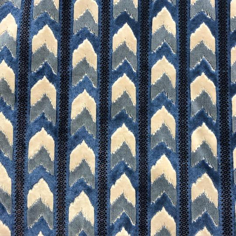 Sienna Cut Velvet Fabric - Chevron Striped Tribal Pattern, 55" Width (1 Yard)