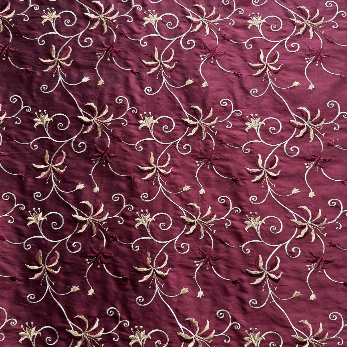Sigrid Fabric Silk Fabric - Floral Embroidered, 54" Width (1 Yard)