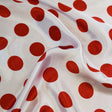 1/2″ half inch Red Polka Dot on White Background Satin Fabric