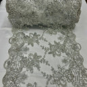Sequin Lace Luxurious Fabric with Embroideries on Mesh by the Yard – Dresses, Gowns & Special Occasions 20" Width