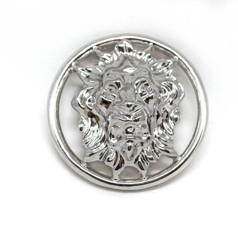 Lion Head Charm Buckle 2" Silver