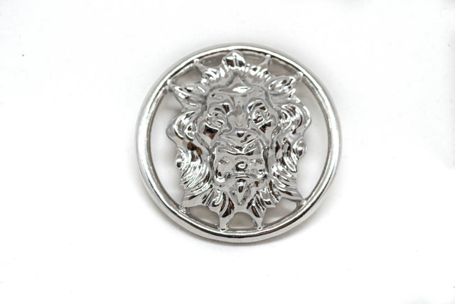 Lion Head Charm Buckle 2" Silver