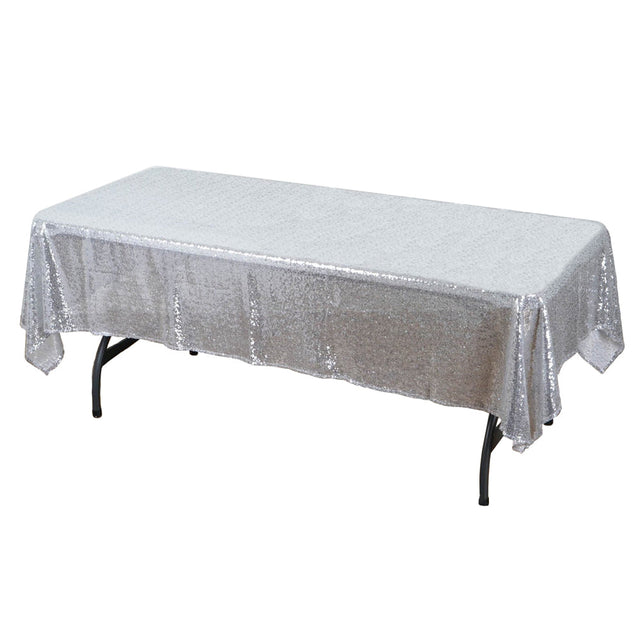 Silver Glitz Sequin Rectangular Tablecloth 60 x 108″