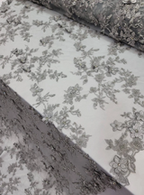 Beaded 3D Floral Lace Silver