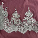 Beaded & Corded Lace Trimming Polyester Fabric - Embroidered Net Mesh, 11" Width (1 Yard)
