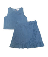 Unik Girl Denim Print Skirt Set - Denim Print, Girls Skirt Set, Multi Color, 2-14 (1 Set)